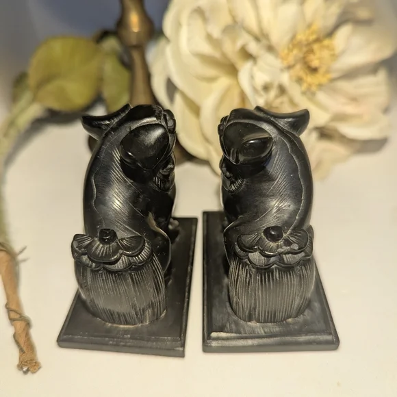 ⭐Pair Of Black Stone Foo Dogs - Picture 4 of 9